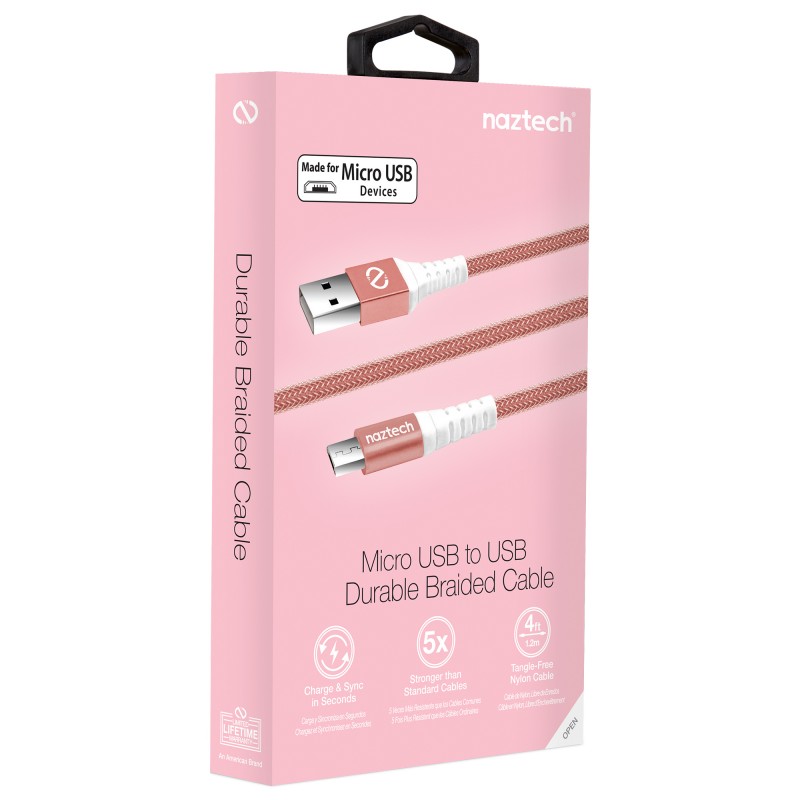 Naztech Micro USB ladekabel Rose Gold