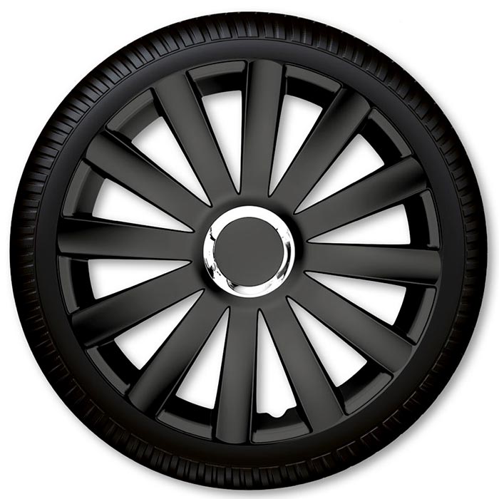 14" Spyder Pro sort hjulkapselsæt
