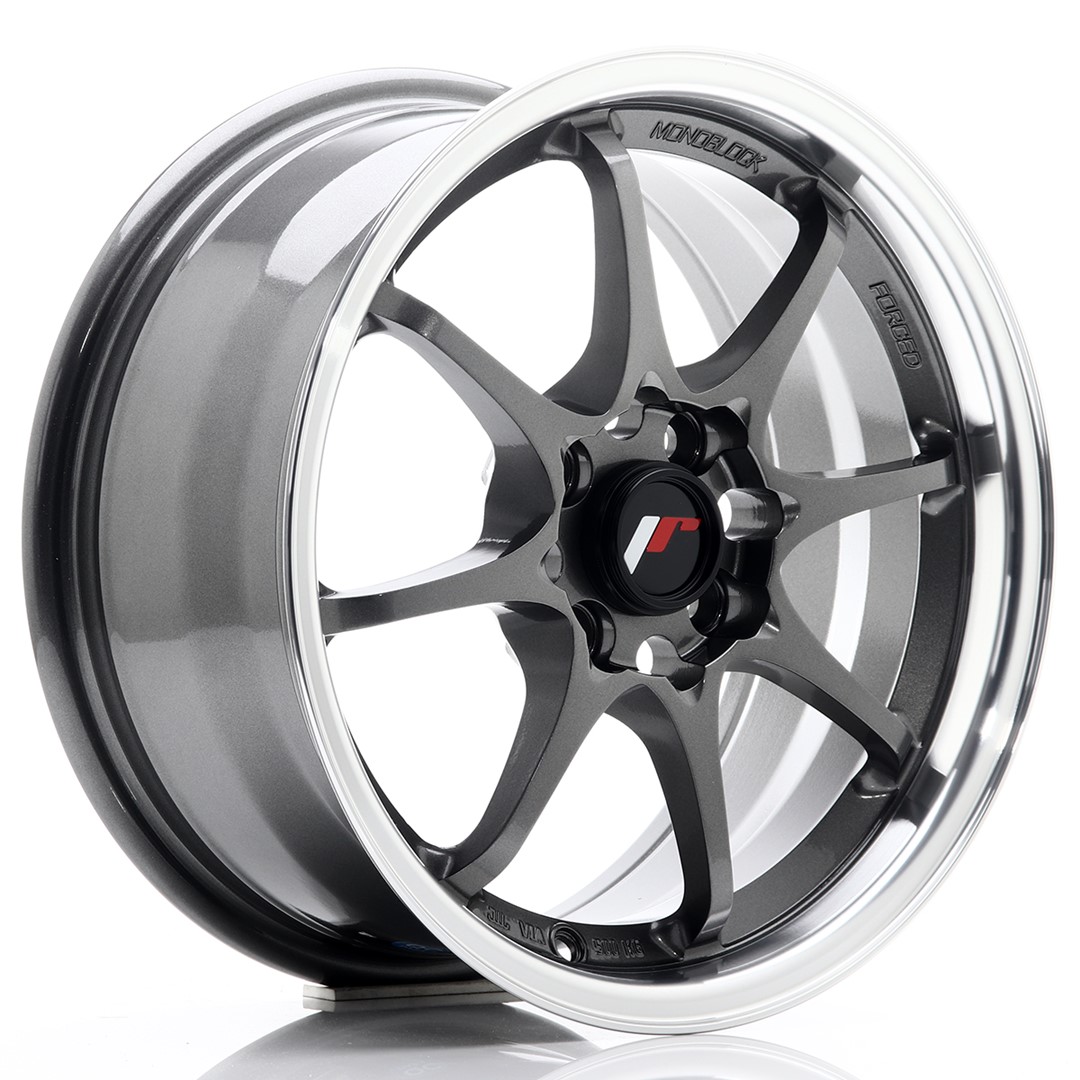 JR WHEELS JR5 Gun Metal w- Machined Lip Gun Metal w/ Machined Lip