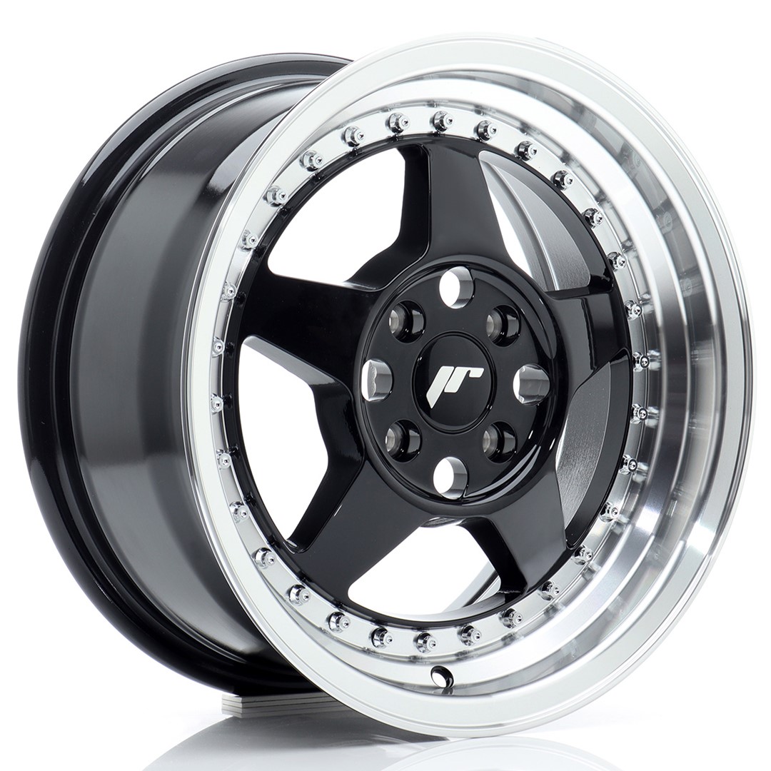 JR WHEELS JR6 Gloss Black w- Machined Lip Gloss Black w/ Machined Lip