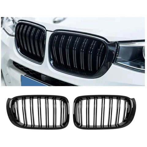 BMW X3/X4 F25, F26 (2014-2018) Frontgrill nyrer - Sort højglans - Komplet sæt