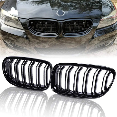 BMW 3-Serie E90 LCI (2008-2012) Frontgrill nyrer - Sort højglans - Komplet sæt