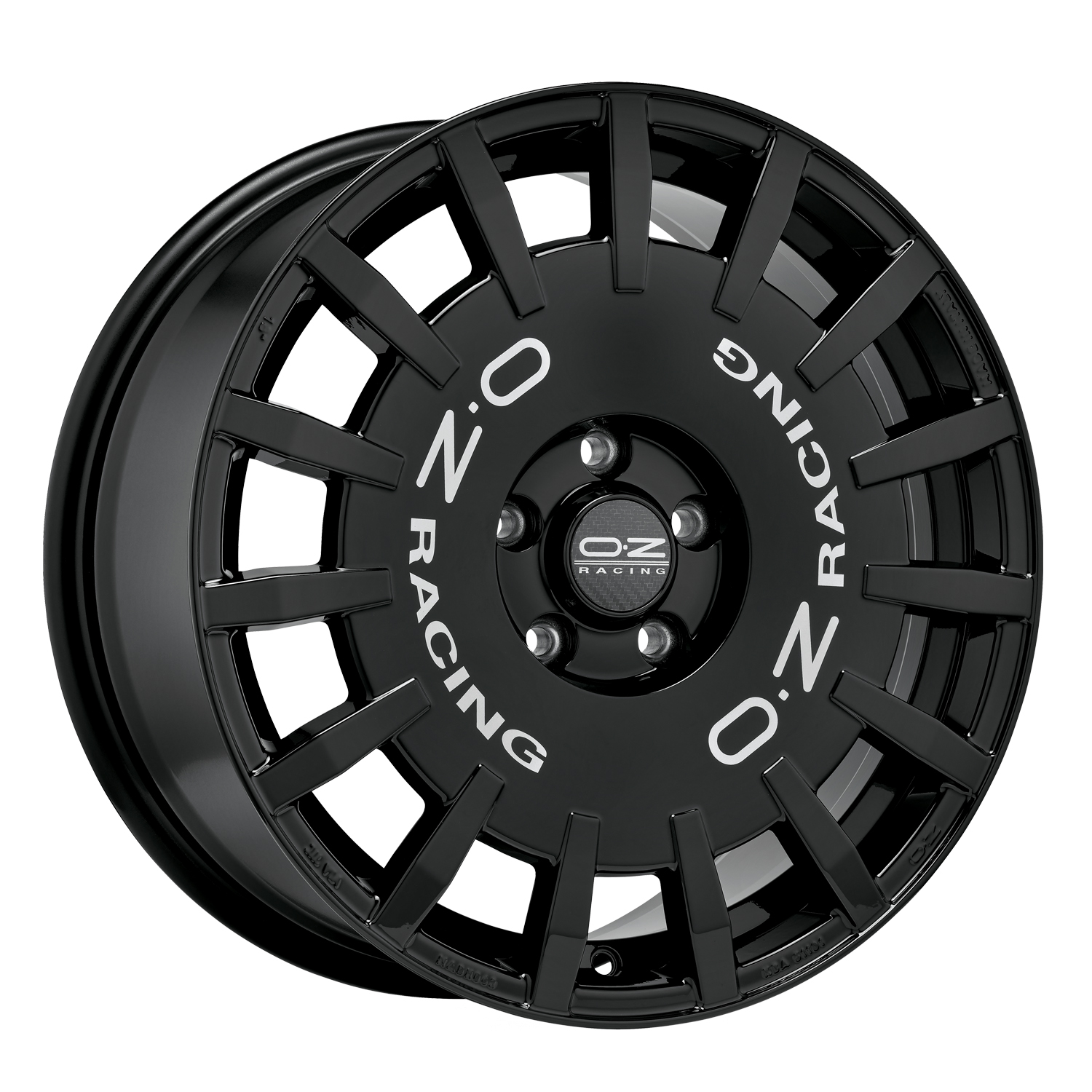 OZ Rally racing gloss black silver lettering