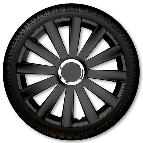 14" Spyder Pro sort hjulkapselsæt