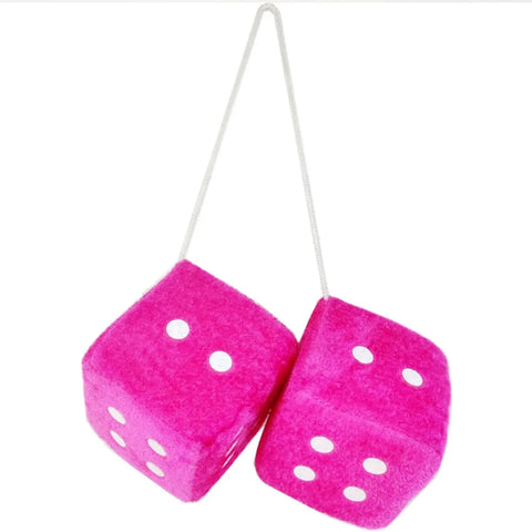 Terninger til forruden, 7x7 cm, Rosa Rød, sæt med 2 stk.