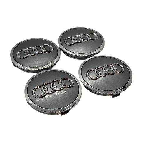 Audi centerkapsler i sølv/grå, sæt med 4 stk - 61/69 mm