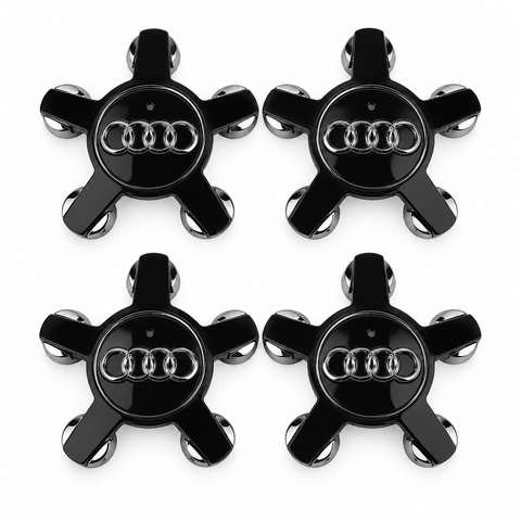 Audi centerkapsler i sort, sæt med 4 stk - 135mm