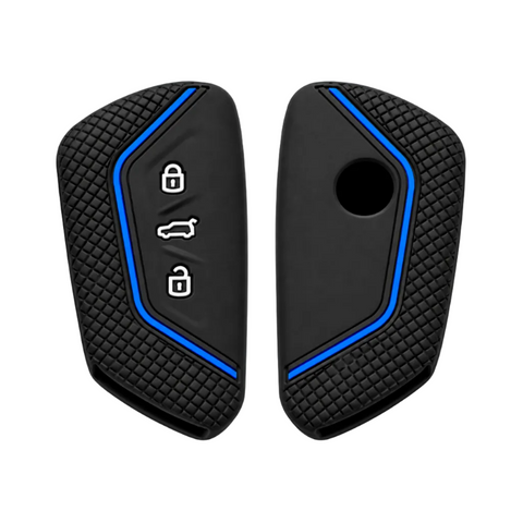 Bilnøgle silikone cover, Blå - Volkswagen, Skoda, SEAT
