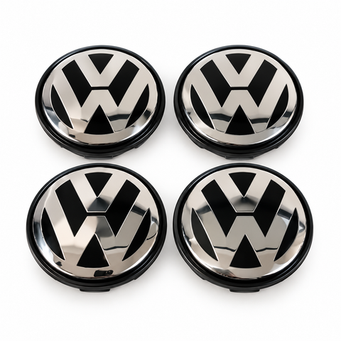 Volkswagen centerkapsler i sølv, sæt med 4 stk - 55/56/65/70 mm