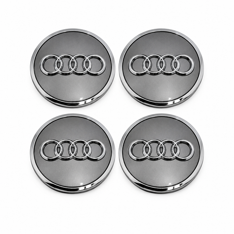 Audi centerkapsler i sølv/grå, sæt med 4 stk - 61/69 mm