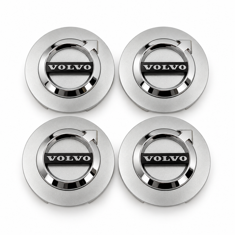 Volvo centerkapsler i Sølv, sæt med 4 stk - 65mm